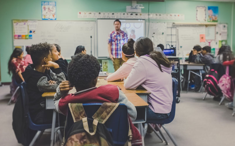 high school classroom students at desks