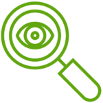 Icon of a magnifying glass with an eye in the middle