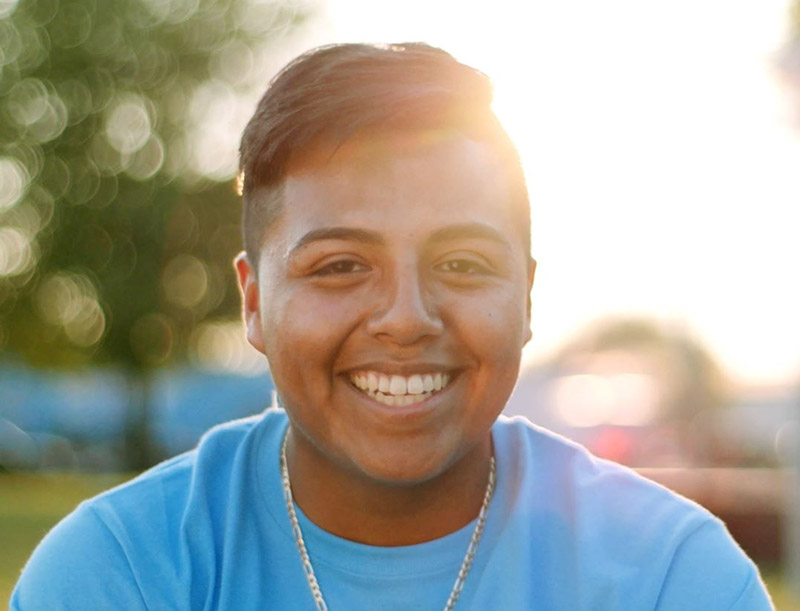 Teen boy smiling